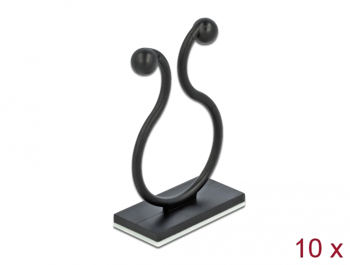 Kabeldriller mit Klebesockel schwarz 10 Stück, Delock® [60176]