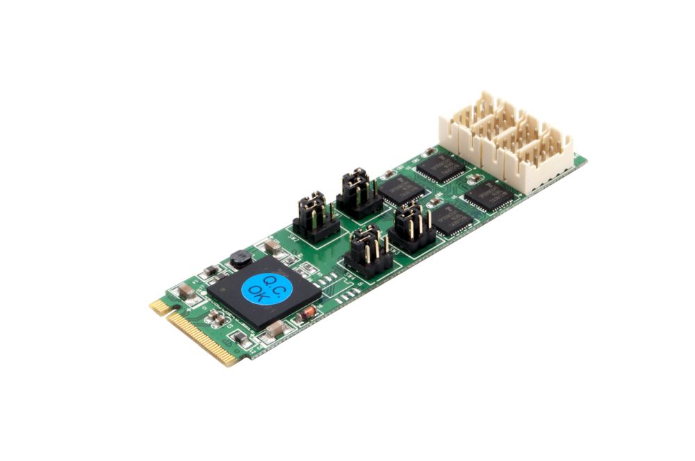 4S Seriell RS-232/422/485 zu M.2 NFGG Karte mit 4x 9 Slot Kabel, Exsys® [EX-48240]