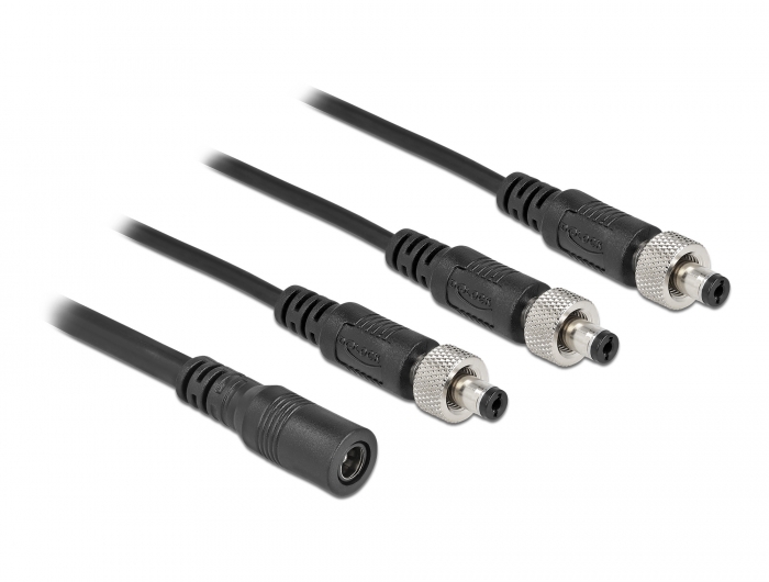 DC Verteilerkabel 5,5 x 2,1 mm 1 x Buchse zu 3 x Stecker verschraubbar, Delock® [86572]