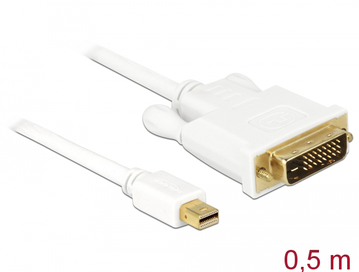 Kabel mini Displayport 1.1 Stecker an DVI 24+1 Stecker, weiß, 0,5 m, Delock® [83986]