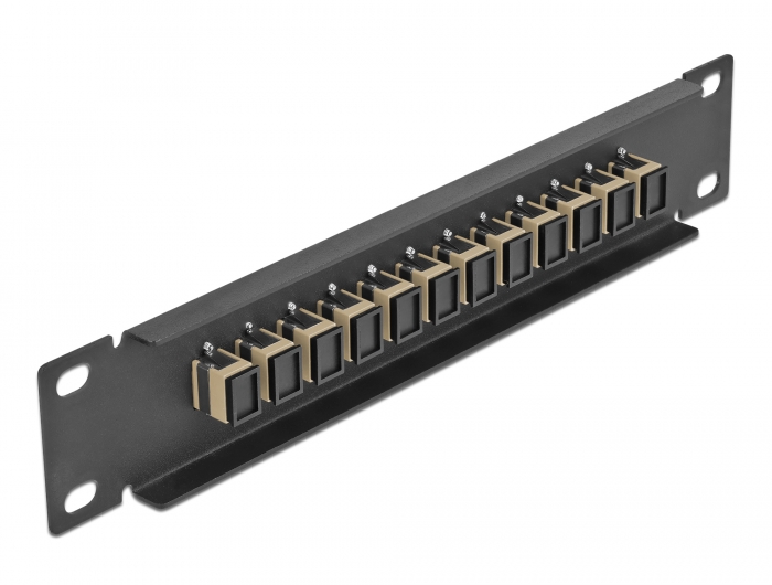 10" LWL Patchpanel 12 Port SC Simplex beige 1 HE schwarz, Delock® [66762]