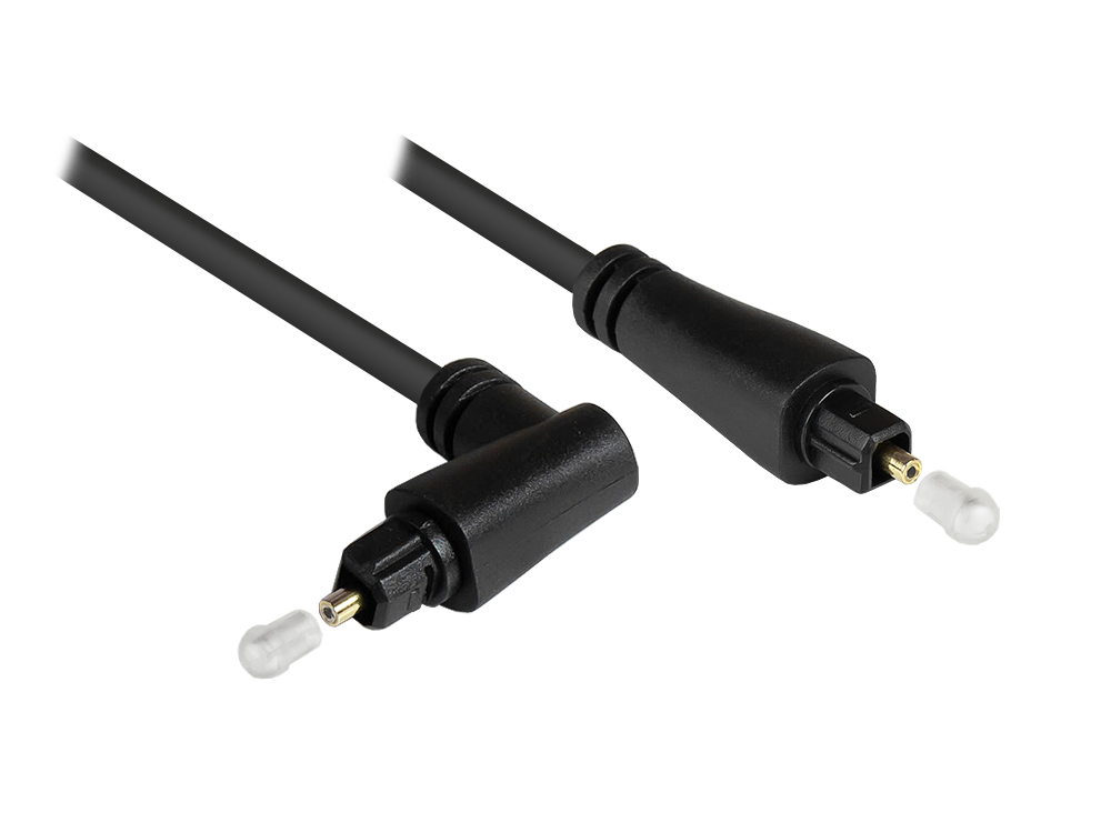 Anschlusskabel Toslink Stecker an Stecker 90°, Ø 4mm, schwarz, 2m, Good Connections®
