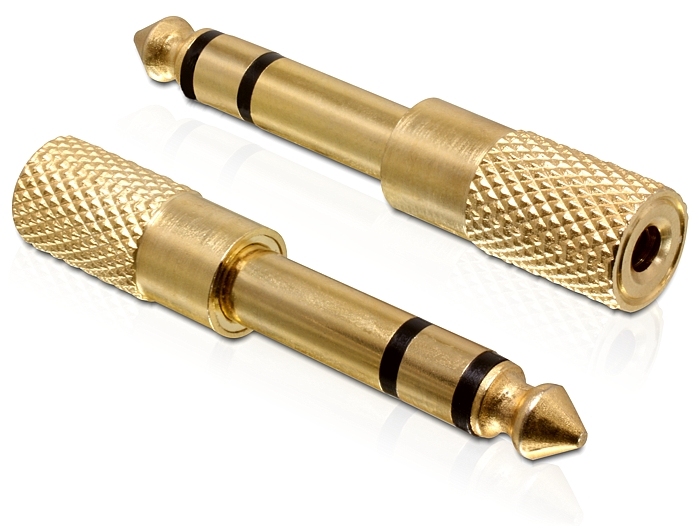 Adapter, Klinke 6,35mm Stecker an 3,5mm Buchse, 3Pin, Metall, Delock® [65361]