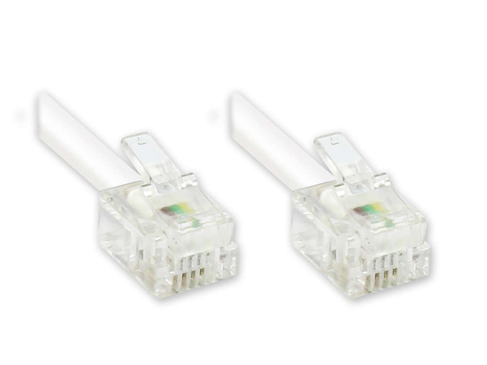 RJ11 Western Verbindungskabel, 6p4c, weiß, 3m, Good Connections®