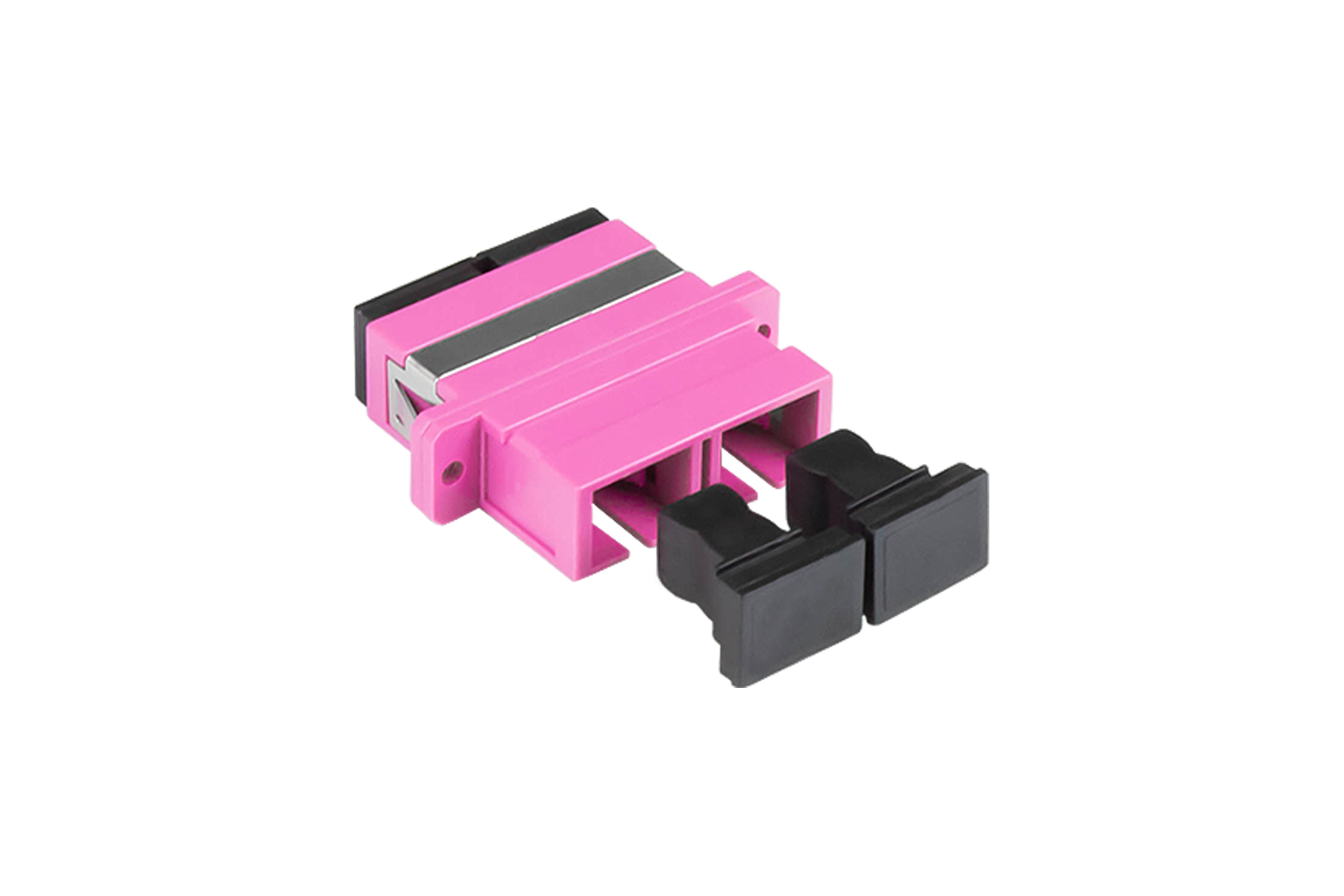 LWL Duplex Kupplung, SC (UPC) an SC (UPC), OM4, Multimode, Kunststoffgehäuse mit Flansch, Keramikhülse, violett, Good Connections®