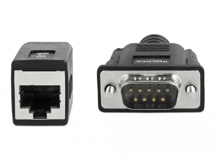 Seriell RS-232/422/485 Adapter DB9 Stecker zu RJ45 Buchse, Delock® [63999]