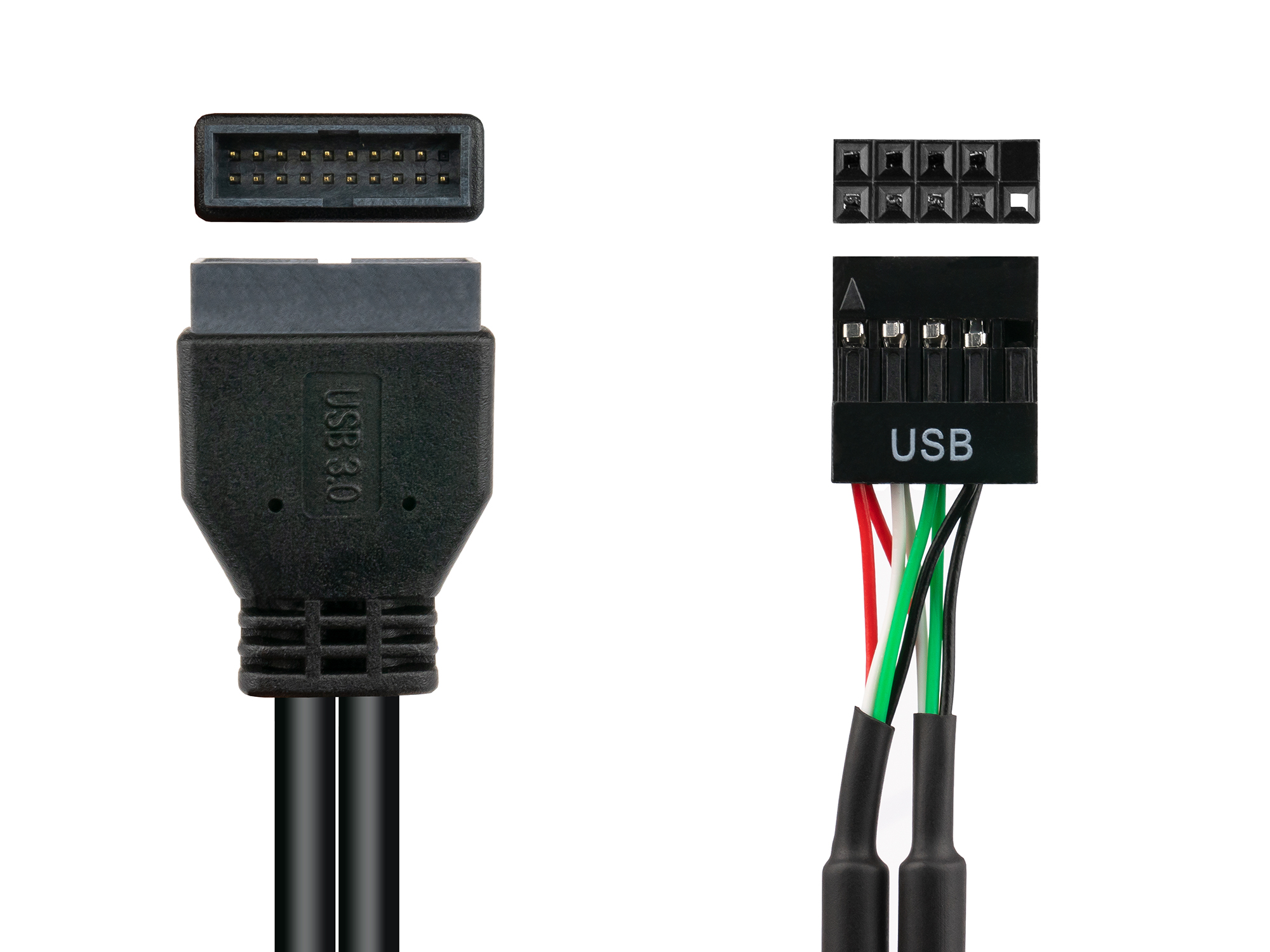 Adapter intern USB 3.0 Pin-Header Stecker an USB 2.0 Pin-Header Buchse, schwarz, 0,3m, Good Connections®