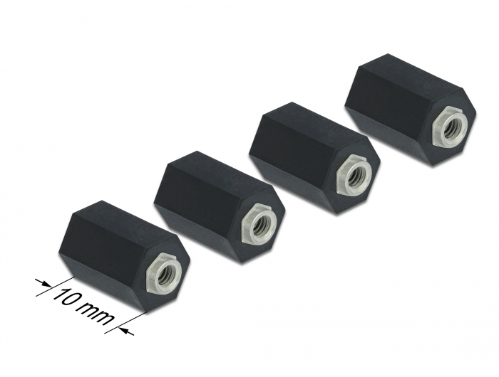 Abstandshalter M2.5, Sechskant, Innen, 10 mm schwarz 4 Stück, Delock® [60243]
