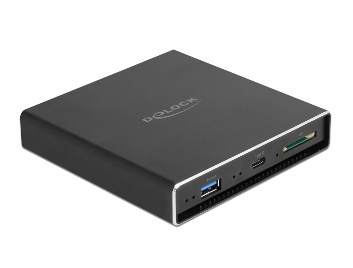 Externes Gehäuse für 2,5" SATA HDD / SSD mit zusätzlichem USB Type-C™ und Typ-A Port und SD Slot, Delock® [42618]