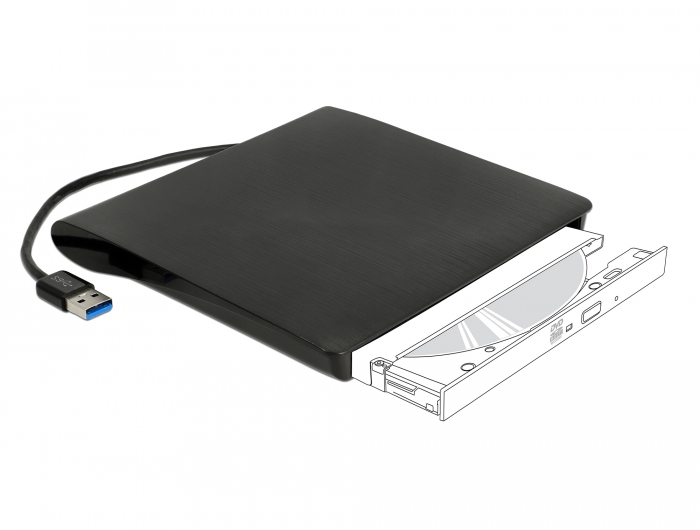 Externes Gehäuse für 5,25" Ultra Slim SATA Laufwerke 9,5mm an USB Typ-A Stecker, Delock® [42603]