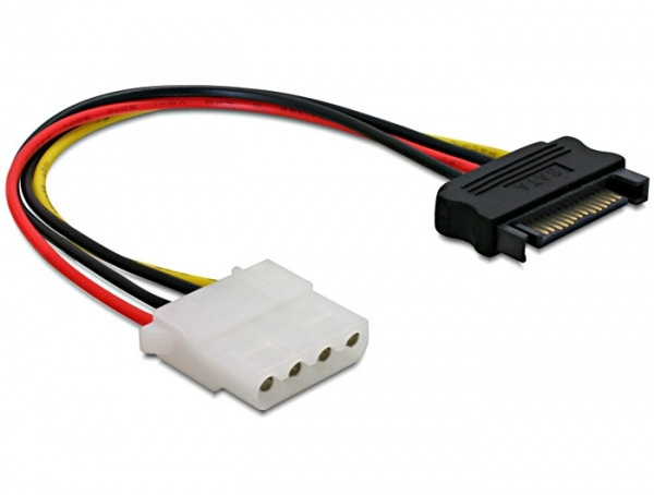 Adapter Power S-ATA 15Pin Stecker auf 4Pin Molex Buchse, 12cm, Delock® [60115]