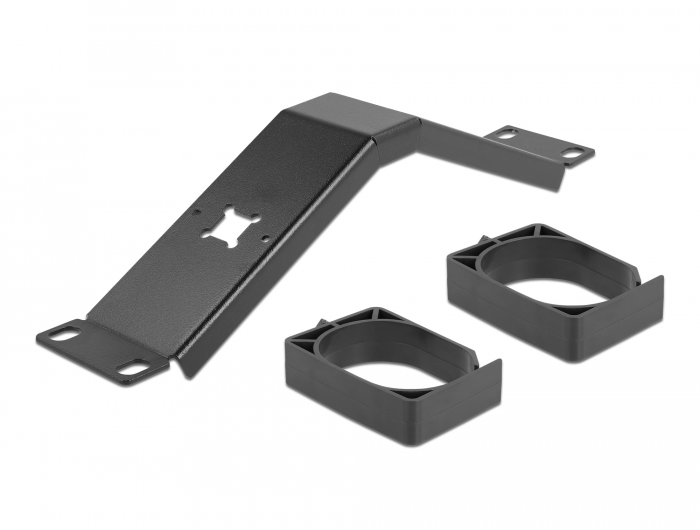 10" Kabelmanagement Rangierpanel mit 2 Bügeln gewinkelt 1 HE schwarz, Delock® [66666]
