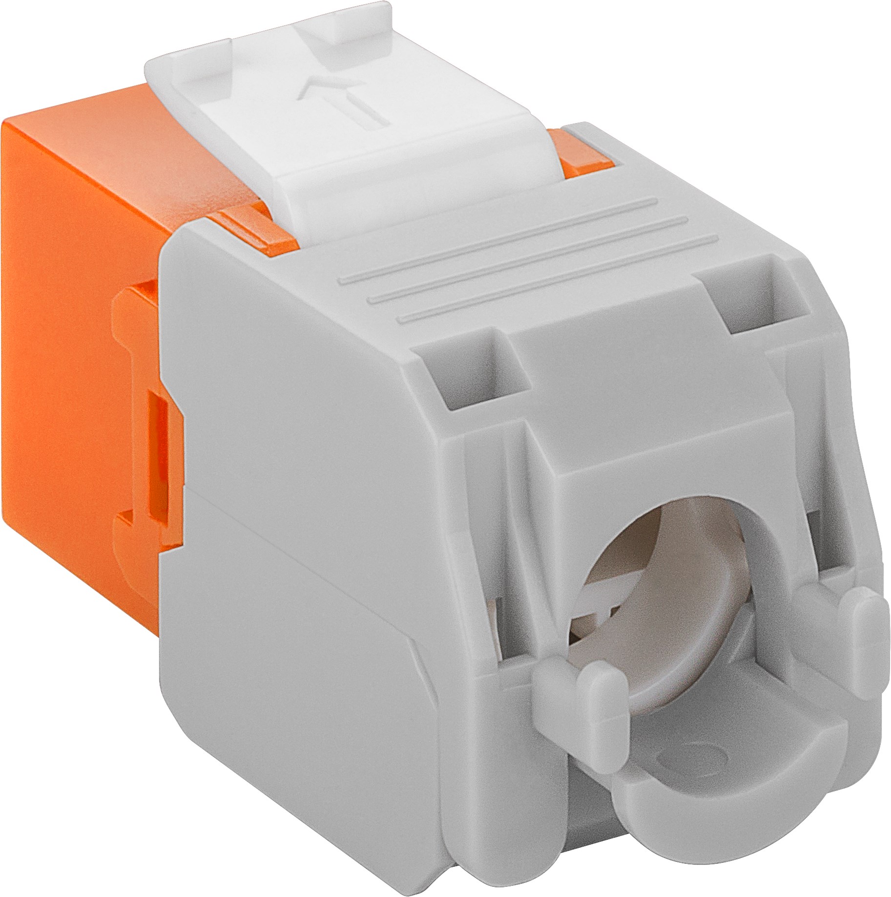 KeyStone RJ45 Jack, Cat. 6a, ungeschirmt, 500MHz, weiß/orange