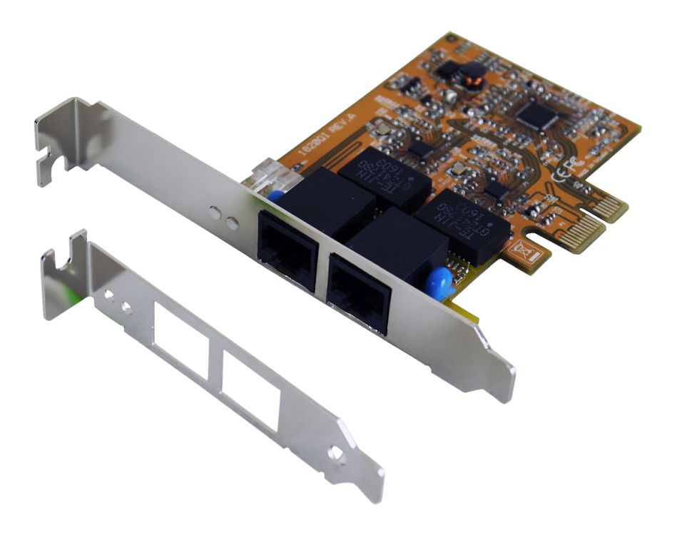 PCIe Dual Ethernet Karte mit 2x Gigabit-Ports mit 4KV Surge Protection, inkl. LP Bügel (Realtek Chip-Set), Exsys® [EX-6072-4K]