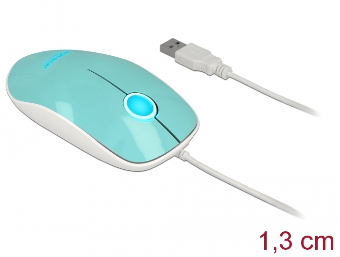Optische 3-Tasten LED Maus USB Typ-A türkis, Delock® [12538]