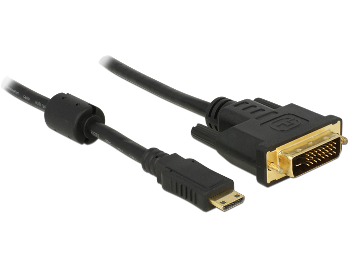 HDMI Kabel Mini-C Stecker an DVI 24+1 Stecker 1m, Delock® [83582]