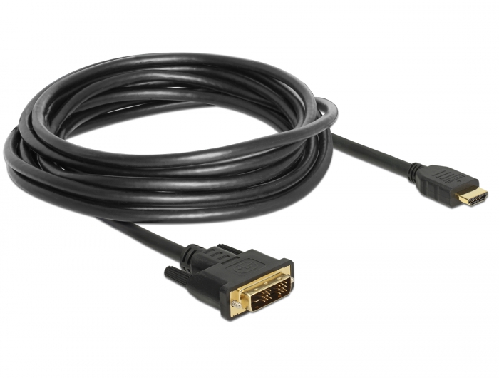 Kabel DVI 18+1 Stecker an HDMI-A Stecker, schwarz, 5m, Delock® [85586]