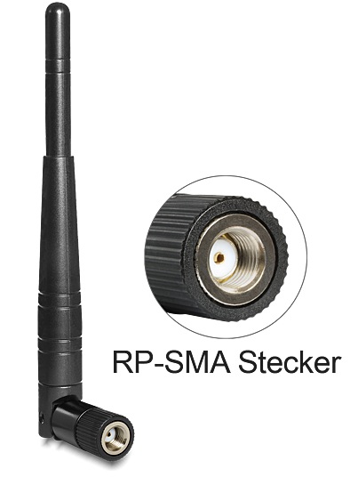 WLAN Antenne RP-SMA 802.11 a/b/g/n 3 dBi omnidirektional Gelenk, Delock ® [88461]
