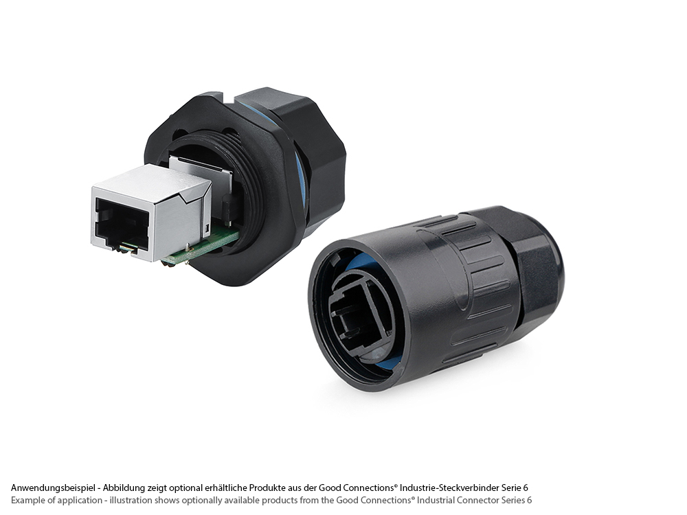 Industrie-Steckverbinder S6 - Unbestückter Stecker, Aussparung für RJ45 Stecker, Bajonett, Good Connections®