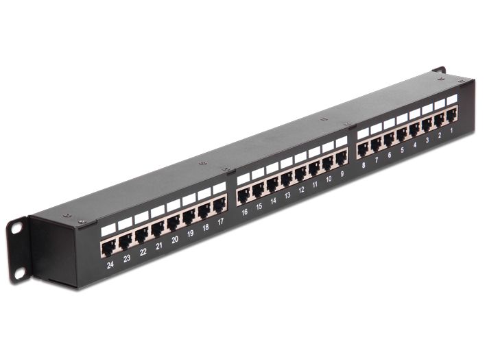 Patchpanel Kupplung-Panel 19" Cat.6, geschirmt, 24-Port, schwarz, Delock® [43295]
