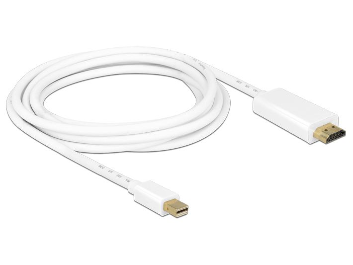 Anschlusskabel mini DisplayPort 1.1 Stecker an HDMI A Stecker, weiß, 3m, Delock® [83708]