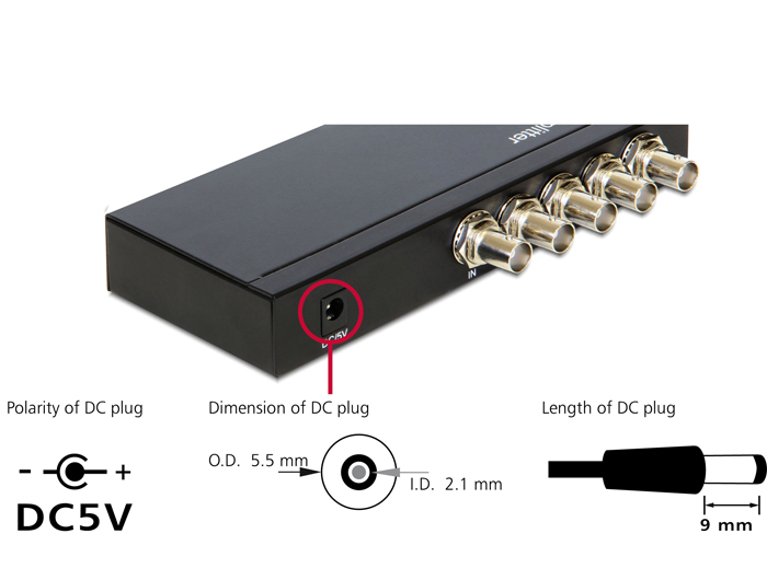 3G-SDI Splitter 1 in an 4 out, Delock® [93250]