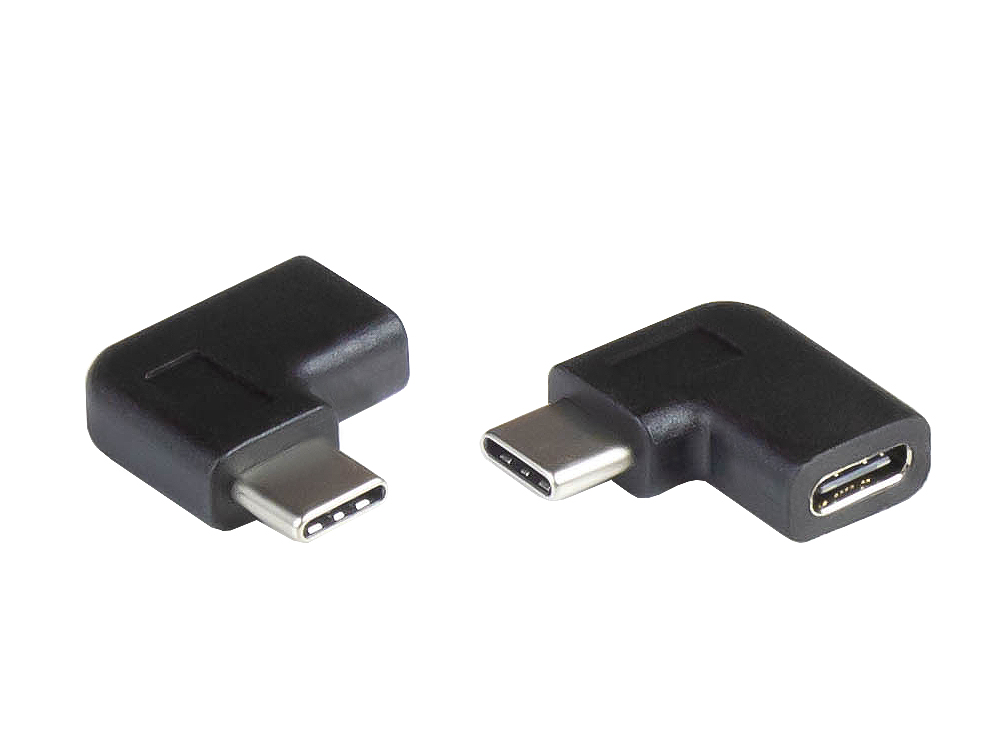 Adapter USB 3.0 / USB 3.1 (Gen. 1) USB-C™ Stecker an USB-C™ Buchse, 90° nach rechts/links gewinkelt, schwarz, Good Connections®