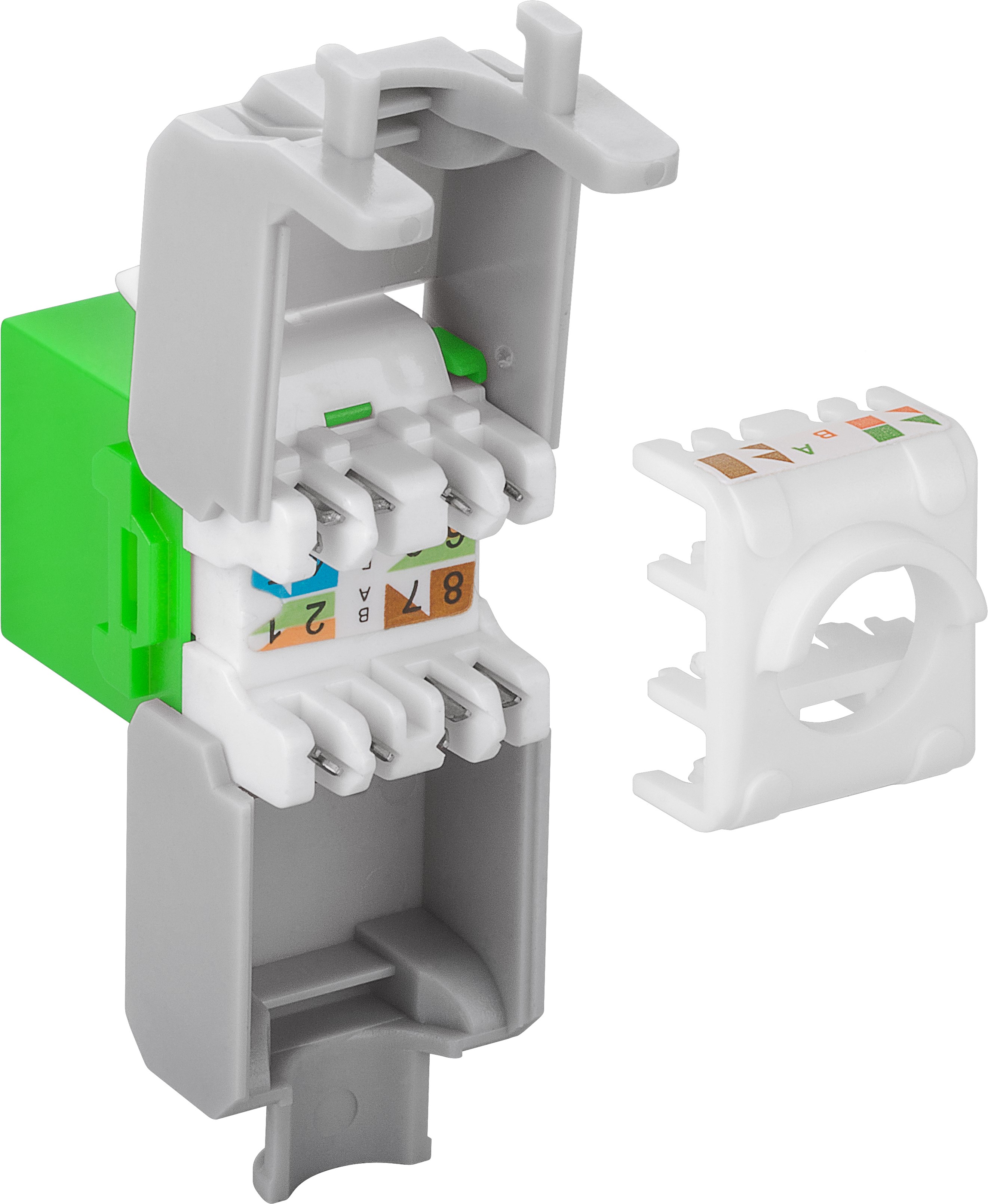 KeyStone RJ45 Jack, Cat. 6a, ungeschirmt, 500MHz, weiß/grün