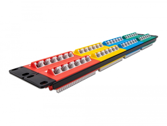 19" Patchpanel 48 Port Cat.5e 2 HE farbig, Delock® [66881]