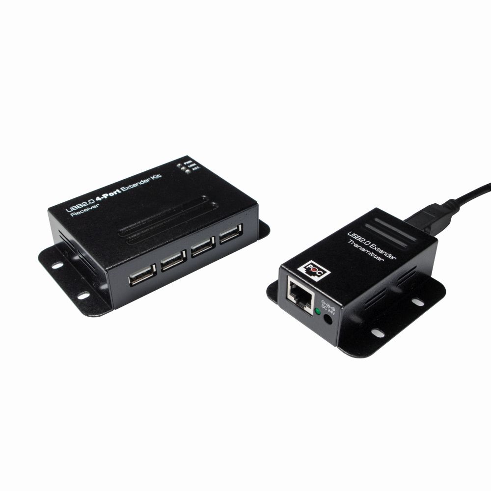 USB 2.0 Cat.5 Extender bis zu 50m mit 4 Port Hub, PoE, LogiLink® [UA0252]