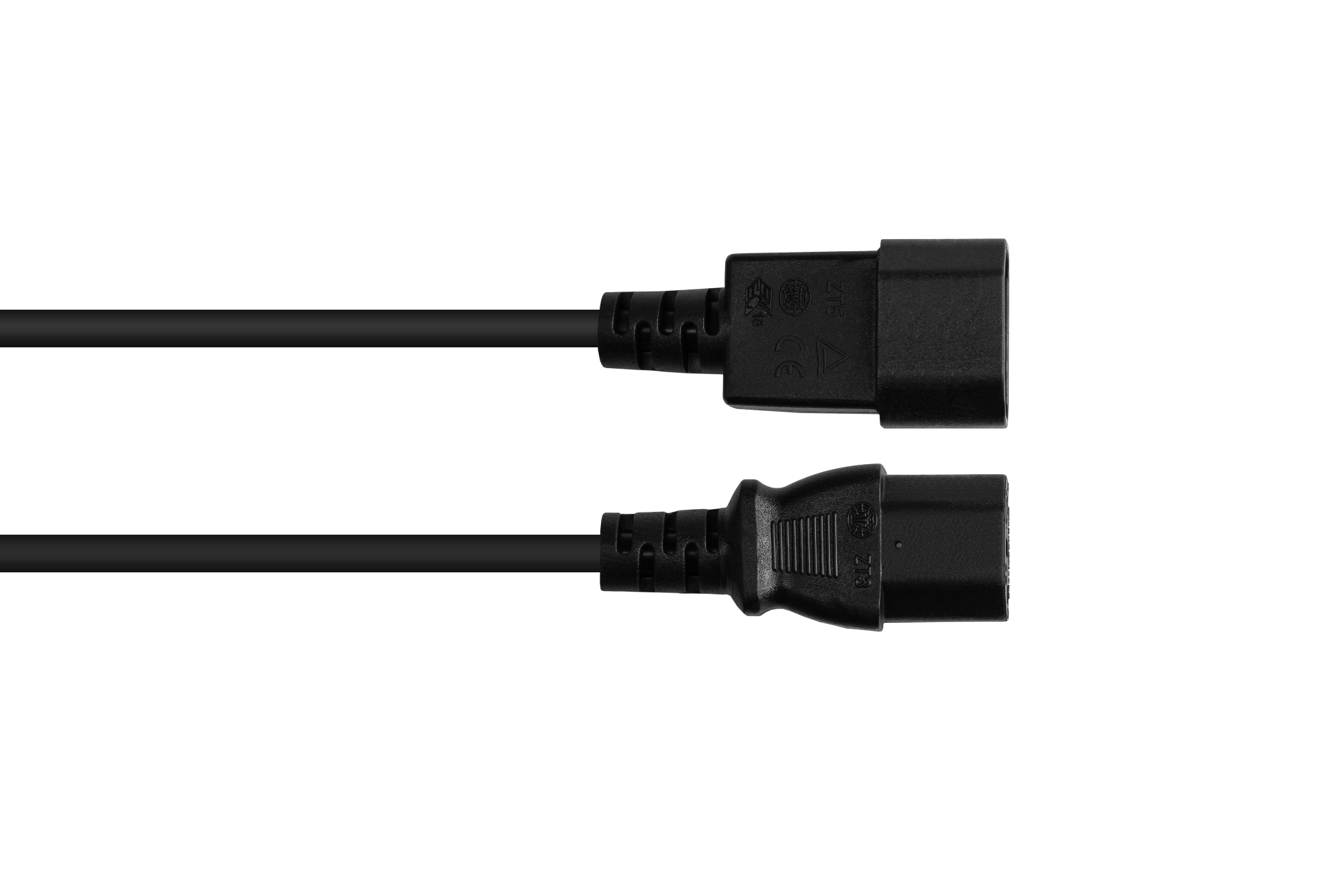 Kaltgeräteverlängerung C14 (gerade) an C13 (gerade), schwarz, 0,75 mm², 1 m, Good Connections®