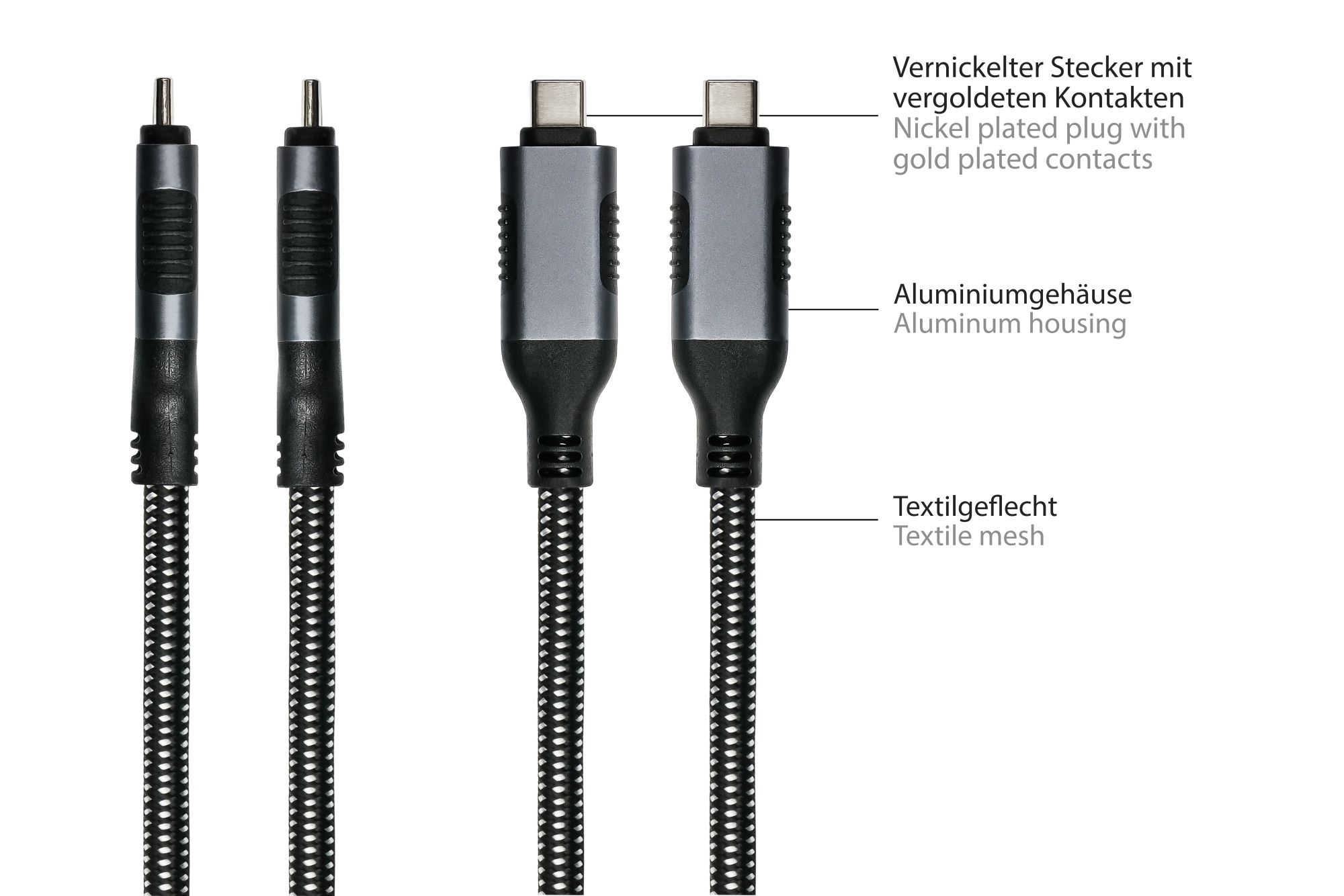 Ethernet-Kabel USB-C™ Stecker an RJ45 Stecker, Textilmantel, anthrazit, 1,5m, Good Connections®