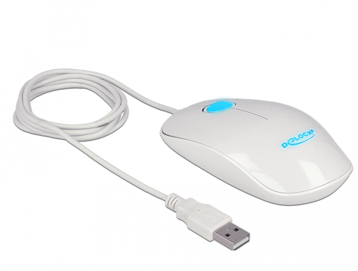 Optische 3-Tasten LED Maus USB Typ-A weiß, Delock® [12537]