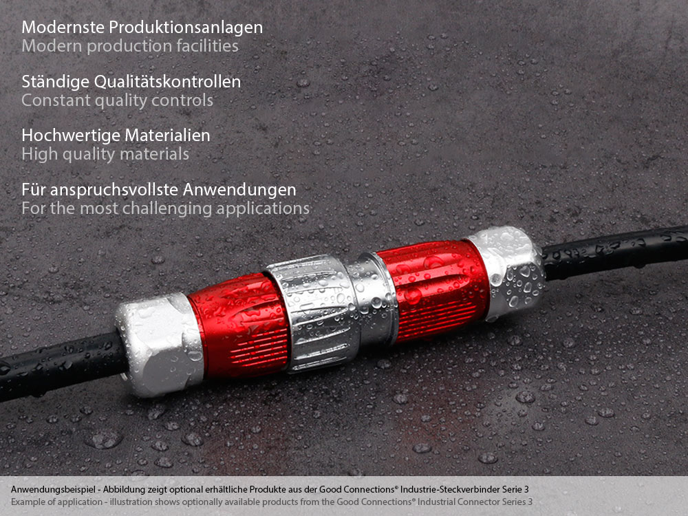 Industrie-Steckverbinder S3 - Power (3-Pin) Stecker mit Kabelverschraubung, Lötanschluss, Metall, M20, Bajonett, IP65/67, Good Connections®