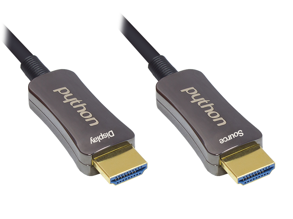 Optisches Hybrid HDMI™ 2.0 Anschlusskabel, 4K2K / UHD 60Hz, vergoldete Stecker und Kupferkontakte, schwarz, 2m, PYTHON® Series