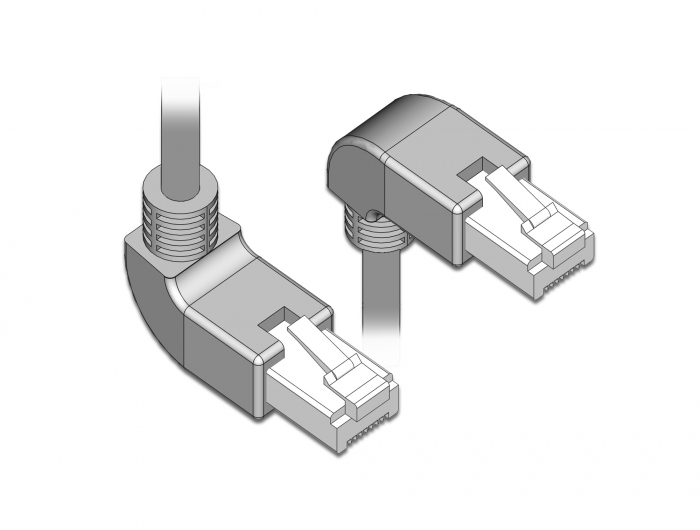 Netzwerkkabel RJ45 Cat.5e SF/UTP oben / unten gewinkelt, grau, 2 m, Delock® [85854]