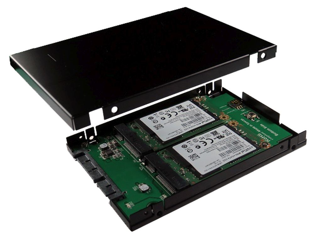 SATA3 zu mSATA SSD, RAID 0/1 Controller mit 2.5" Gehäuserahmen (Höhe 9.5mm), Exsys® [EX-3683]
