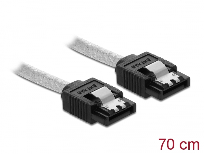 SATA 6 Gb/s Kabel, transparent, 0,7 m, Delock® [85343]