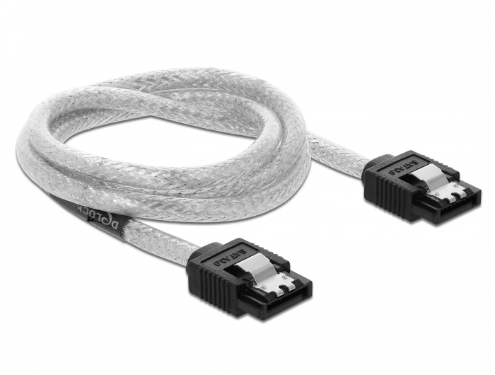 SATA 6 Gb/s Kabel, transparent, 0,7 m, Delock® [85343]