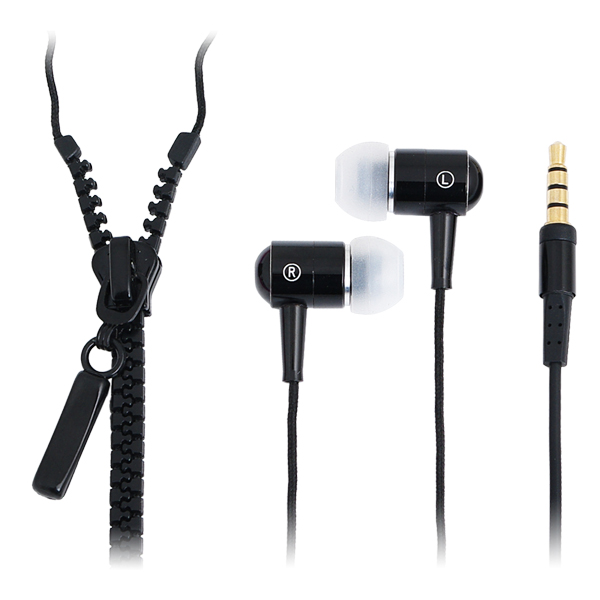 "Zipper" Stereo In-Ear Kopfhörer mit Mikrofon und Fernbedienung, Schwarz, LogiLink® [HS0021]