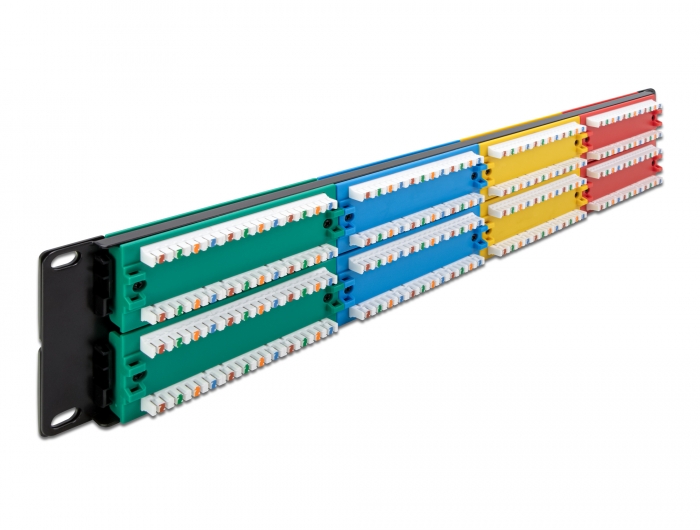 19" Patchpanel 48 Port Cat.5e 2 HE farbig, Delock® [66881]