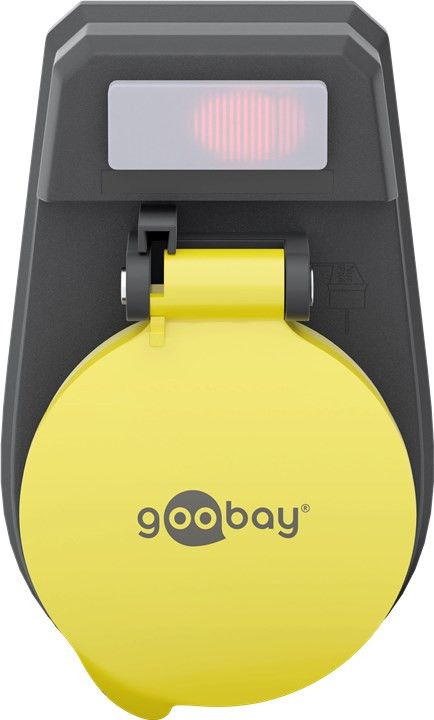 Schutzkontaktsteckdose 16A, mit Schalter, IP44 spritzwassergeschützt, Berührungsschutz, schwarz