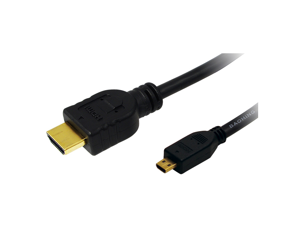 High-Speed-HDMI®-Kabel mit Ethernet, Standard Stecker (Typ A) auf Micro Stecker (Typ D), 2m, LogiLink® [CH0032]