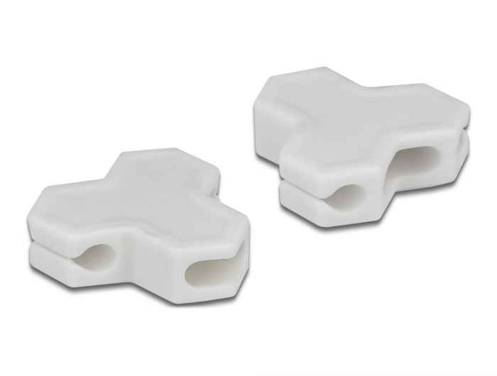 Kabelhalter selbstklebend mit 3 Durchführungen (1 x Flachkabel und 2 x Rundkabel) 2 Stück weiß, Delock® [18401]