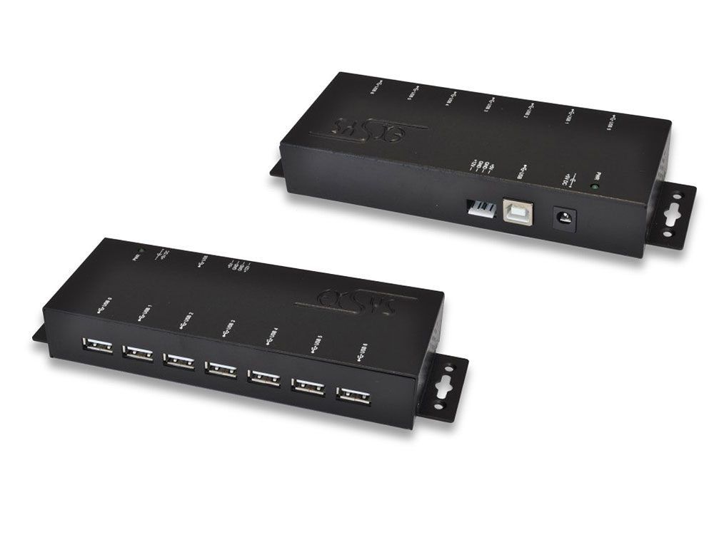 USB 2.0 HUB, 7-Port, Metall-Gehäuse mit Überspannungsschutz, Exsys® [EX-1178S]