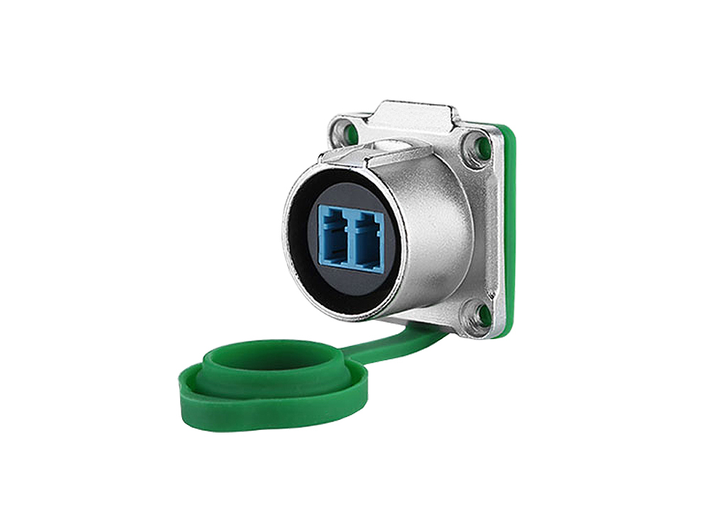 Industrie-Steckverbinder S1 - LWL Durchführungskupplung mit Flansch, Buchse LC beidseitig, 1Gpbs, Metall, M24, IP65/67, Good Connections®