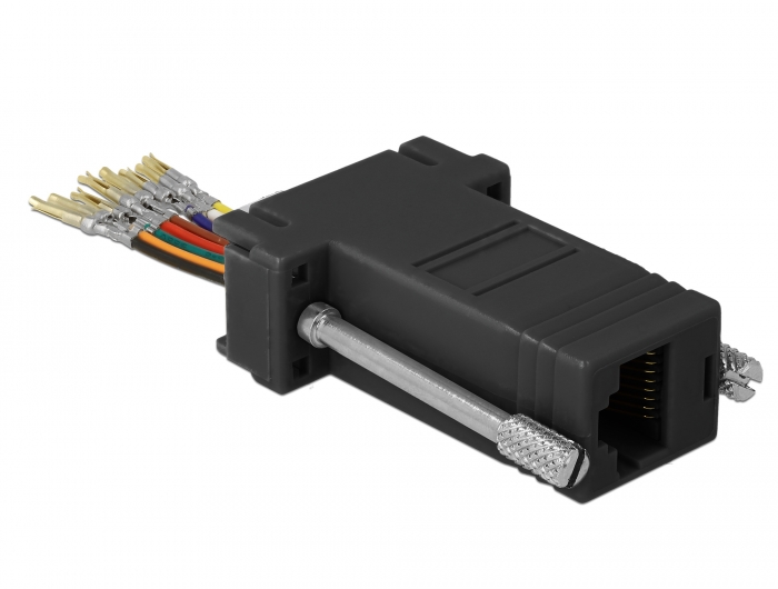 Adapter Sub-D 9 Pin Buchse an RJ45 Buchse, Montagesatz, schwarz, Delock® [66165]