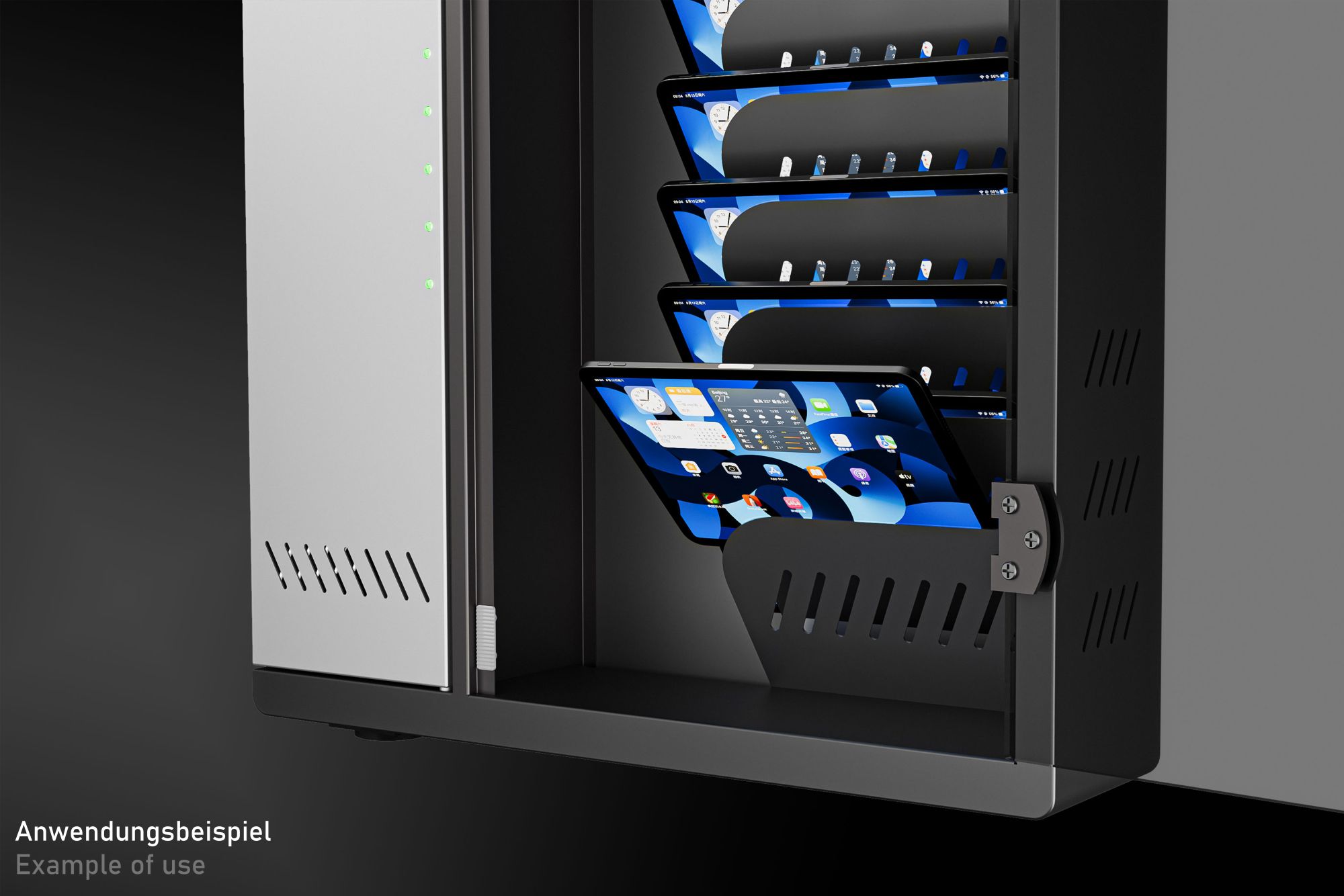 Good Connections® ARIES PRO T10C Wandladeschrank bis 11", USB-C™, 30W Port, PD3.0, schwarz/grau