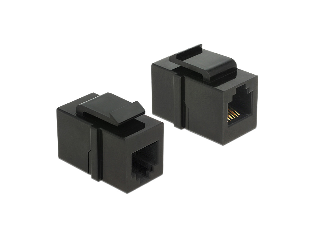 Keystone Modul, Cat.3, RJ12 Buchse an RJ12 Buchse, schwarz, Delock® [86390]