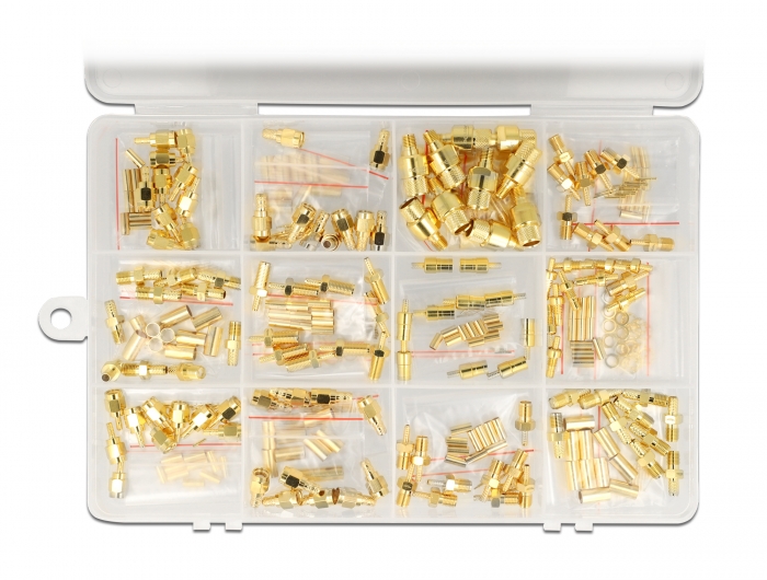 Crimpbox 120-teilig 50 Ohm mit SMA, SMB und RP-SMA Konnektoren, Delock® [66812]